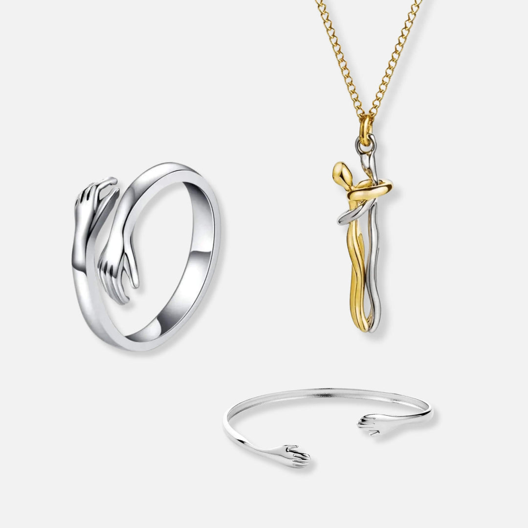Hug Ring, Hug Necklace & Hug Bracelet - Solid Silver