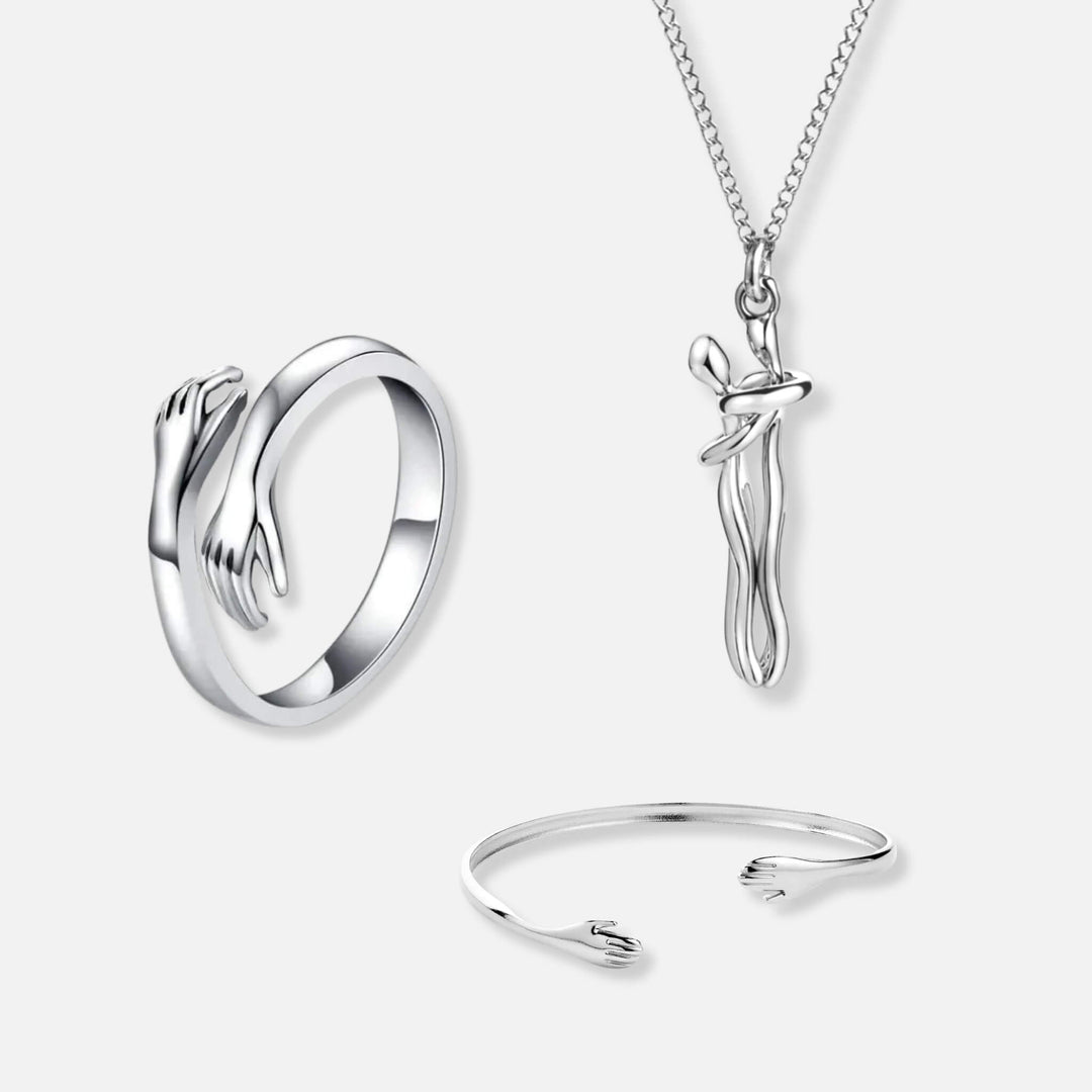 Hug Ring, Hug Necklace & Hug Bracelet - Solid Silver